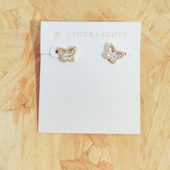 NEW Kendra Scott Lillia Butterfly Dichroic Glass Stud Earrings Gold - Picture 1 of 4